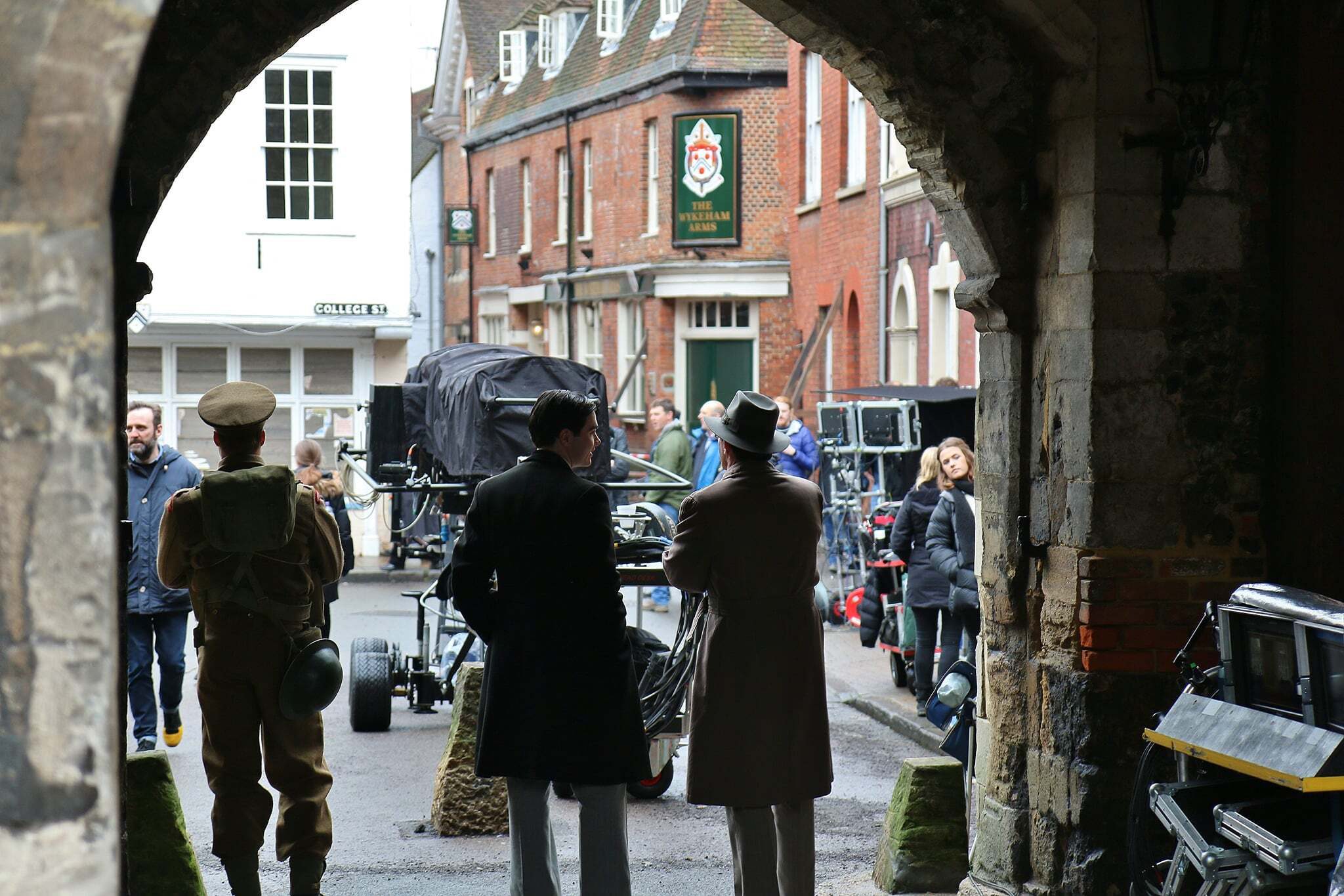 Filming of The Crown from Kingsgate arch c Steve Favell