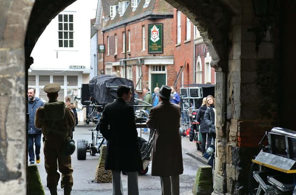 Filming of The Crown from Kingsgate arch c Steve Favell