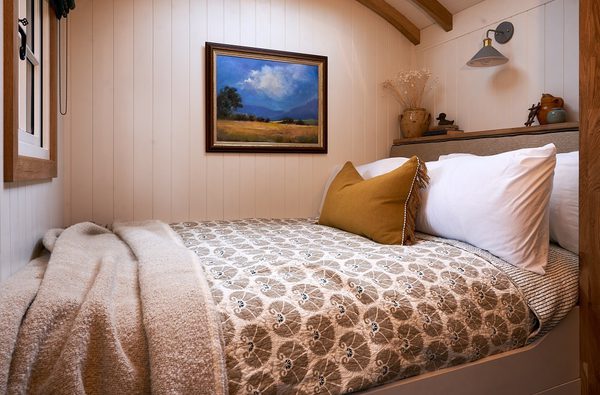 Shepherds Hut Bedroom at Avington